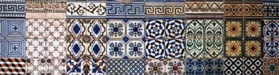 mostruário de azulejos de padrão e cercaduras da Fábrica das Devesas na Pampilhosa